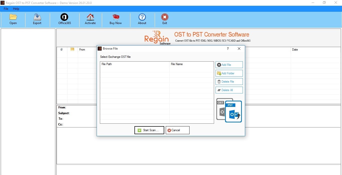 Konvertieren von OST in PST - Startbildschirm