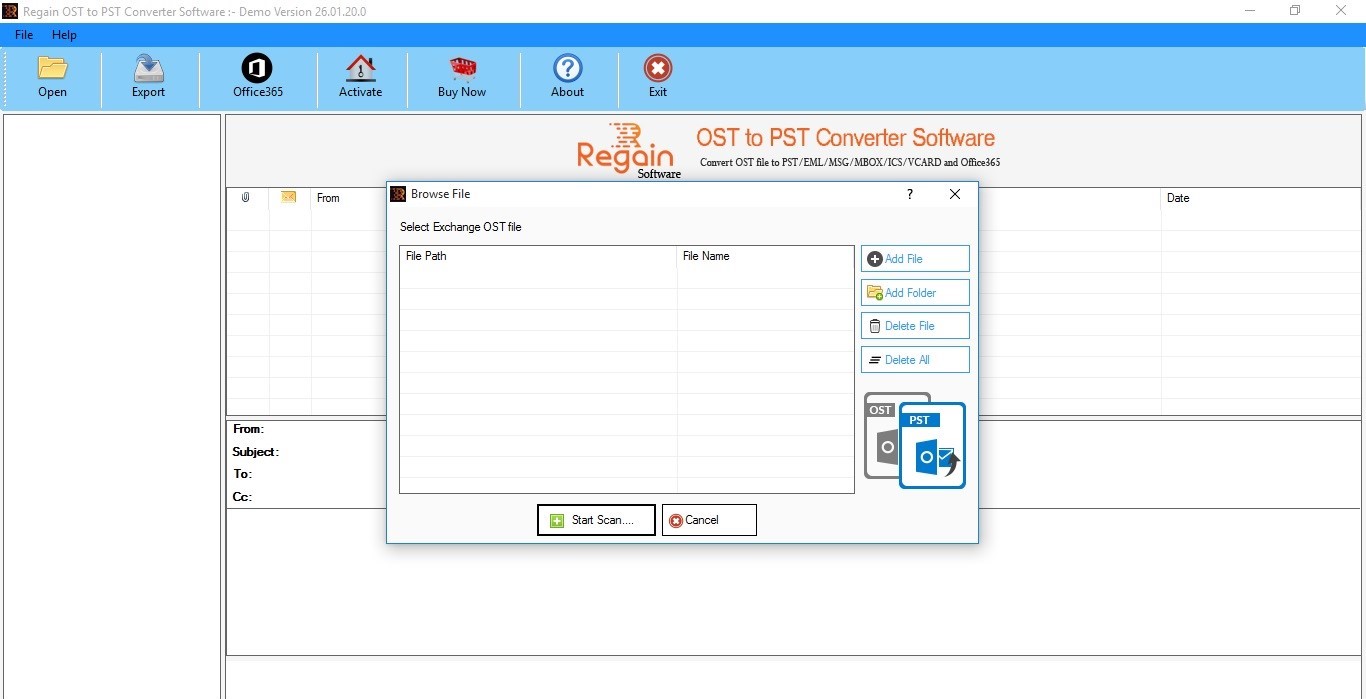 Converteer OST naar PST - Startscherm