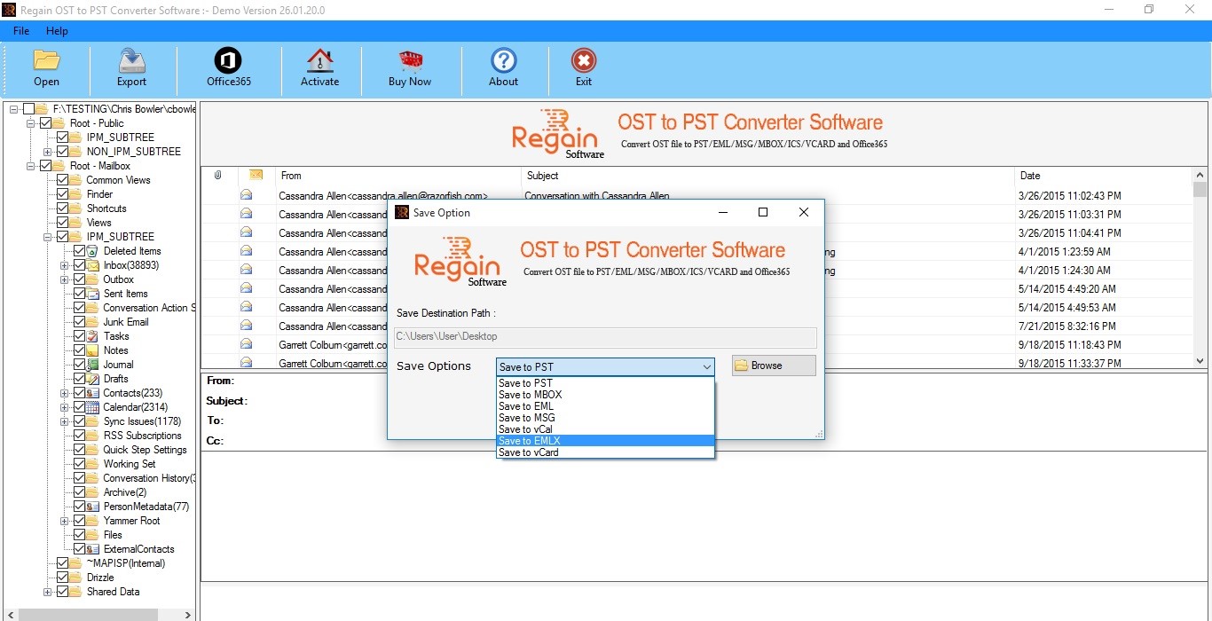 Selecteer Bestandsformaat om OST-bestand te converteren