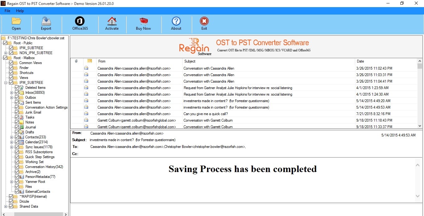 Seleziona la posizione di destinazione per salvare il file OST convertito